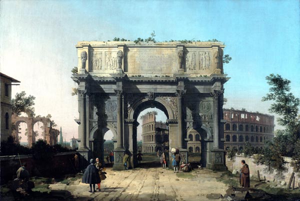 View of the Arch of Constantine with the Colosseum