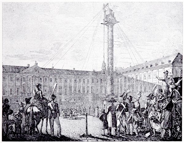 Descente de la Statue de Napoléon de la Colonne Triomphale sur la Place Vendôme, d'Après un Dessin de G. Opiz