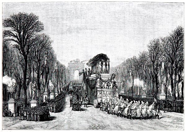 Funérailles de l'Empereur — Passage du Cortège dans les Champs-Élysées, 15 Décembre 1840 - d'Après un Dessin de Ferogio et Girard