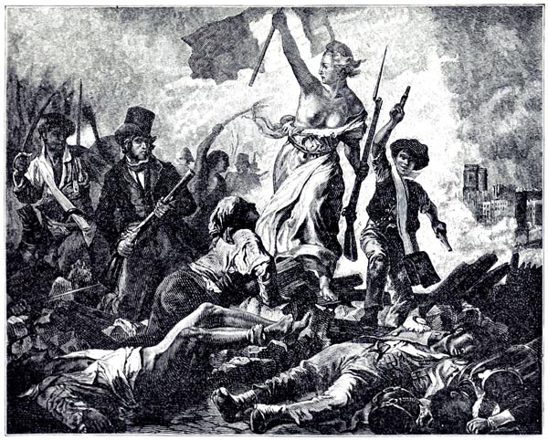 July 28, 1830, In Paris; Liberty Leading the People. Painting by Ferdinand Victor Eugène Delacroix (1799-1863)