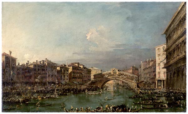 Regatta on the Canale Grande near the Rialto Bridge in Venice