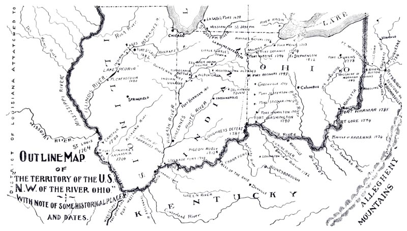 Outline Map of the Territory of the U.S. N.W. of the River Ohio