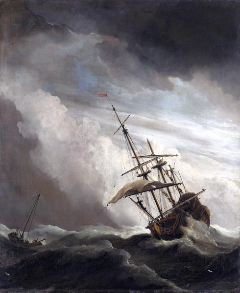 A Ship on the High Seas Caught by a Squall, Known as “The Gust”