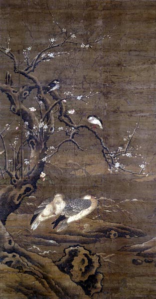 Pair of Mandarin Ducks on a Snowy Bank, late 15th - early 16th century