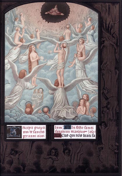 The Angels Presenting to God the Souls of the Elect (miniature from the Breviary of Cardinal Grimani, assigned to Memling, St Mark’s Library, Venice, fifteenth century)