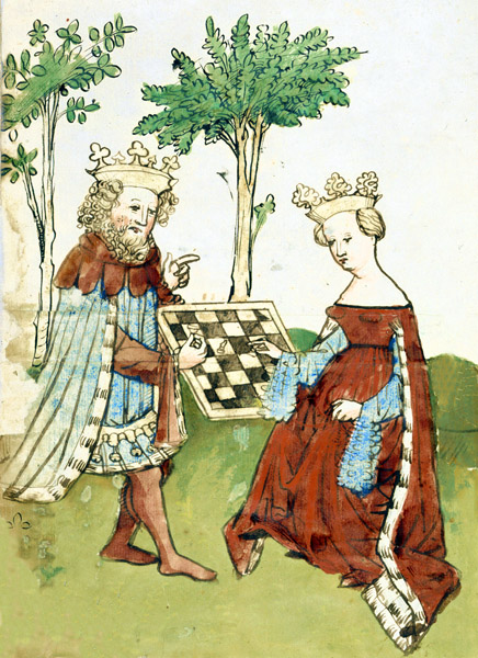 King and Queen playing chess