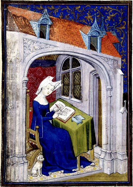 Christine de Pizan in her study at the beginning of the Cent balades