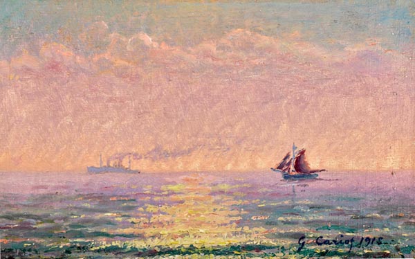 ‘Sea study at St Malo, against the sun’ (1918) - Gustave Cariot (French, 1872-1950)