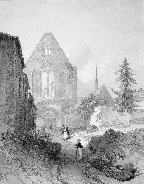‘Léhon Abbey, near Dinan’ - Eugène Cicéri (French, 1813–1890) and Léon Gaucherel (French, 1816–1886)