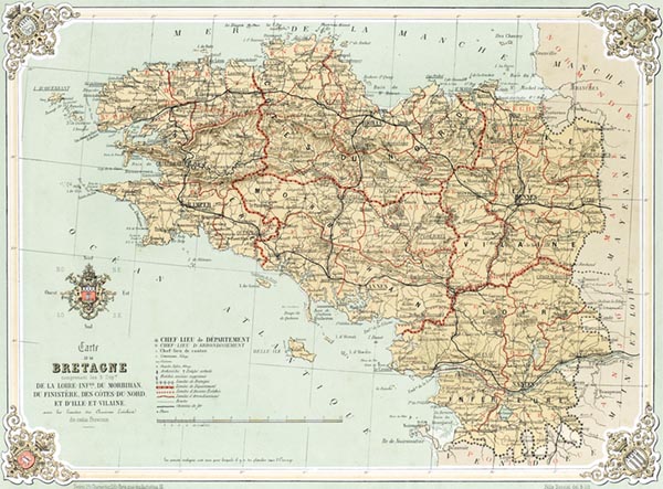 ‘Map of Brittany’ - Félix Benoist (French, 1818–1896)