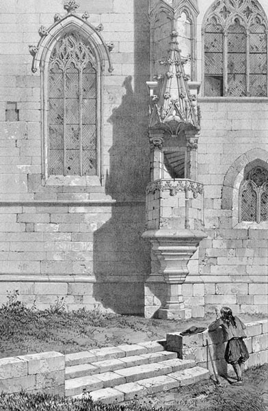 ‘The Outdoor Pulpit of the Church, Vitré’ - Léon Gaucherel (French, 1816–1886)