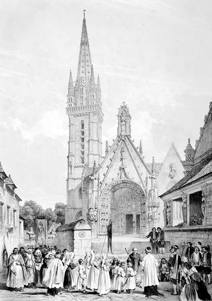 ‘The Church and Ossuary, Landivisiau’ - Adolphe Jean-Baptiste Bayot (French, 1810–1871)