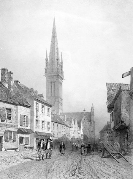 ‘The Church of Notre-Dame du Kreisker, Saint-Pol-de-Léon’ - Léon Gaucherel (French, 1816–1886) and Eugène Cicéri (French, 1813–1890)