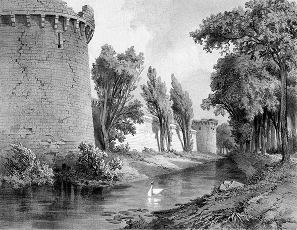 ‘The Ramparts of Guérande’ - Léon Gaucherel (French, 1816–1886)