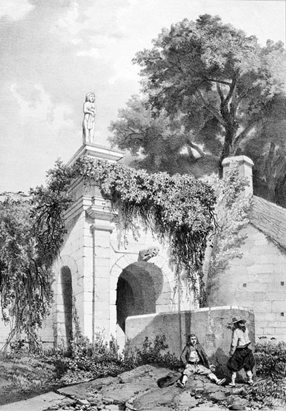 ‘The Fountain of the Vénus de Quinipily, with its Granite Basin’ - Léon Gaucherel (French, 1816–1886)