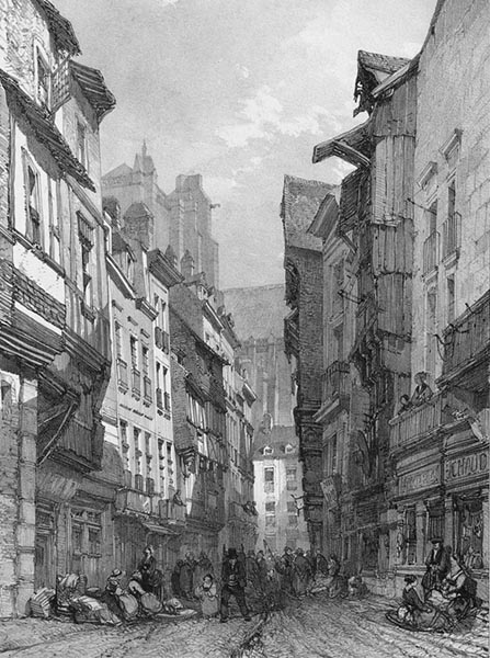 ‘The Old High Street, Nantes’ - Eugène Cicéri (French, 1813–1890)