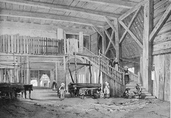 ‘The Market Hall, Auray’ - Eugène Cicéri (French, 1813–1890)