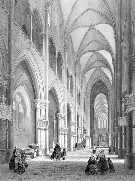 ‘The Interior of Dol Cathedral’ - Félix Benoist (French, 1818–1896)