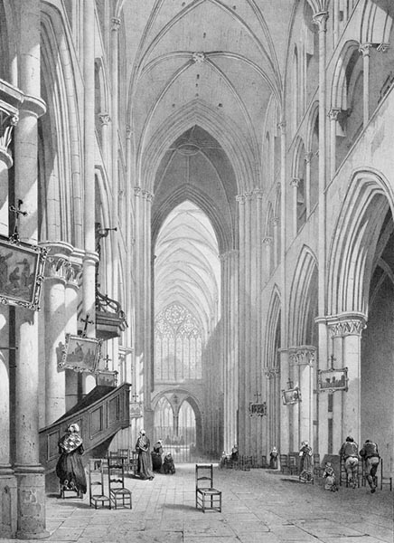 ‘The Interior of Dol Cathedral’ - Léon Gaucherel (French, 1816–1886)