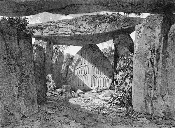 ‘The Interior of the Table de César, Locmariaquer’ - Léon Gaucherel (French, 1816–1886)
