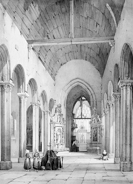 ‘The Interior of the Church, Pont-Croix’ - Auguste Étienne François Mayer (French, 1805–1890)