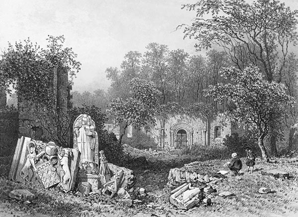 ‘The Abbey Church, Landévennec’ - Félix Benoist (French, 1818–1896), Eugène Cicéri (French, 1813–1890) and Adolphe Jean-Baptiste Bayot (French, 1810–1871)