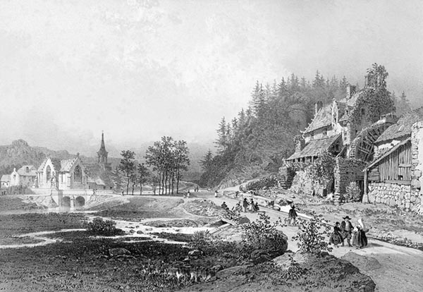 ‘La Roche-Maurice, the Mill and Church at Pont-Christ’ - Félix Benoist (French, 1818–1896), Eugène Cicéri (French, 1813–1890) and Adolphe Jean-Baptiste Bayot (French, 1810–1871)