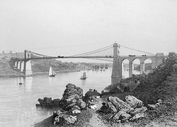 ‘The Suspension Bridge, La Roche-Bernard’ - Eugène Cicéri (French, 1813–1890), Félix Benoist (French, 1818–1896) and Adolphe Jean-Baptiste Bayot (French, 1810–1871)