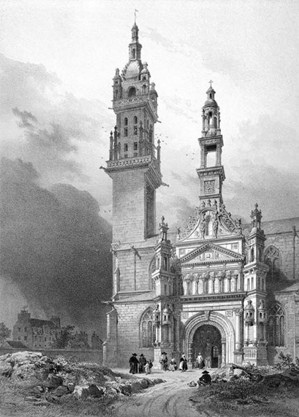 ‘The Porch and Belfry of Saint-Houardon, Landerneau’ - Félix Benoist (French, 1818–1896) and Adolphe Jean-Baptiste Bayot (French, 1810–1871)