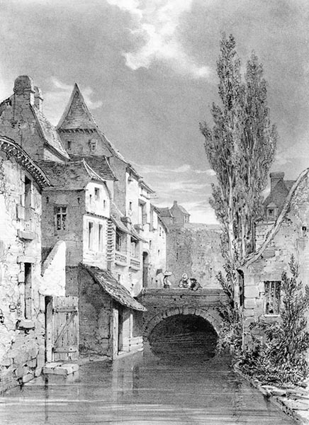 ‘The Porte Bourrette, Morlaix’ - Auguste Étienne François Mayer (French, 1805–1890)