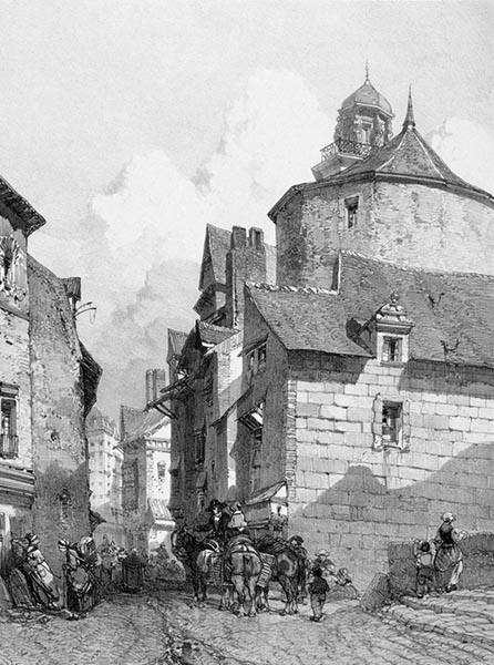 ‘The Rue de la Poissonnerie, Nantes’ - Eugène Cicéri (French, 1813–1890)