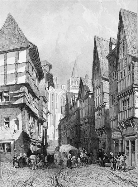 ‘The Rue de l’Église, Quimper’ - Eugène Cicéri (French, 1813–1890)