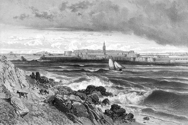 ‘Saint-Malo and the Grand Bé, from the Pointe de la Cité, Saint-Servan’ - Félix Benoist (French, 1818–1896) and Adolphe Jean-Baptiste Bayot (French, 1810–1871)