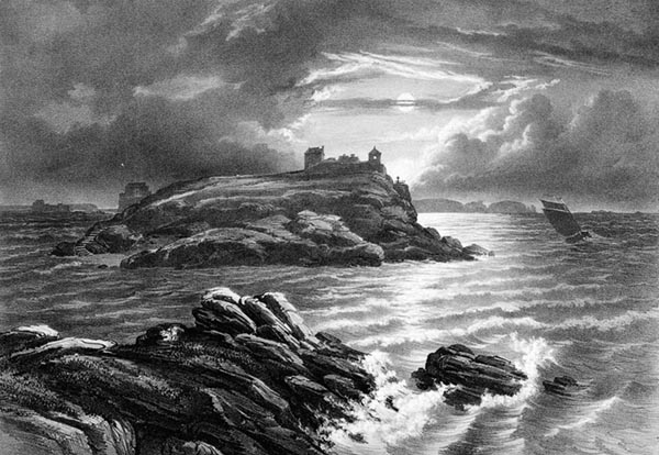 ‘Chateaubriand’s Tomb on the Grand Bé, Saint-Malo’ - Félix Benoist (French, 1818–1896)