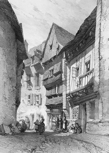 ‘A Street in Auray’ - Eugène Cicéri (French, 1813–1890)