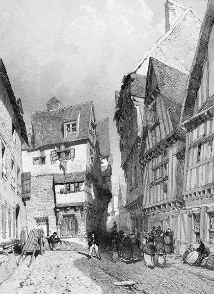 ‘A Street in Morlaix’ - Eugène Cicéri (French, 1813–1890)