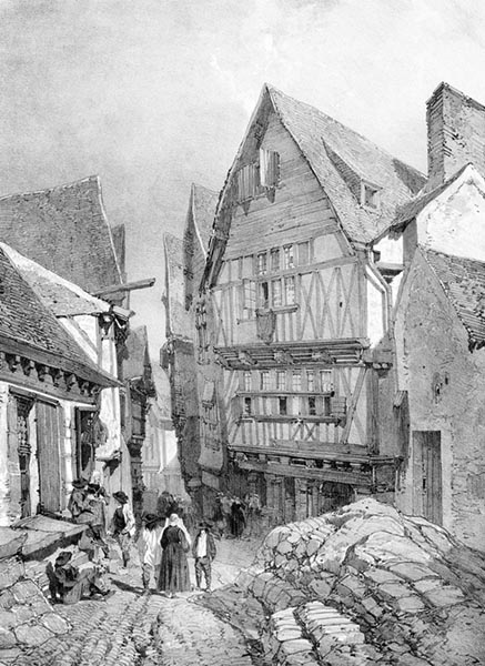 ‘A Street in Morlaix’ - Eugène Cicéri (French, 1813–1890)