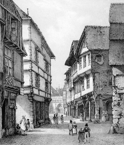 ‘A Square in Dinan’ - Adolphe Jean-Baptiste Bayot (French, 1810–1871)