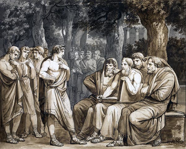 ‘Telemachus describes how he was admitted into the assembly in Crete.’ (1808) - Bartolomeo Pinelli (Italian, 1781-1835)