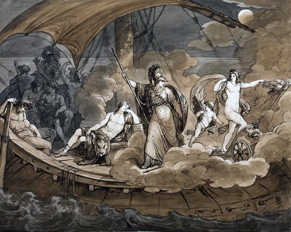 ‘The dream of Telemachus.’ (1808) - Bartolomeo Pinelli (Italian, 1781-1835)