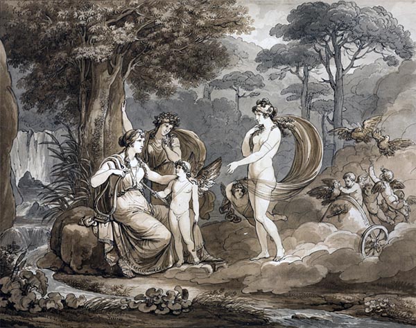 ‘Venus presents Cupid to Calypso.’ (1808) - Bartolomeo Pinelli (Italian, 1781-1835)
