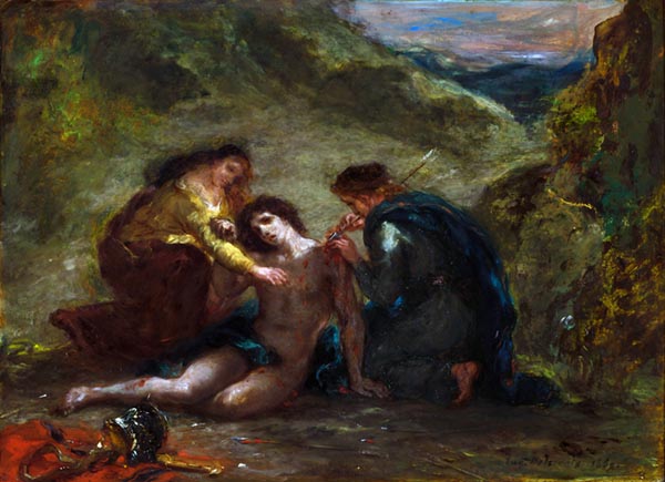 St. Sebastian with St. Irene and Attendant (1858) - Eugène Delacroix (French, 1798-1863)