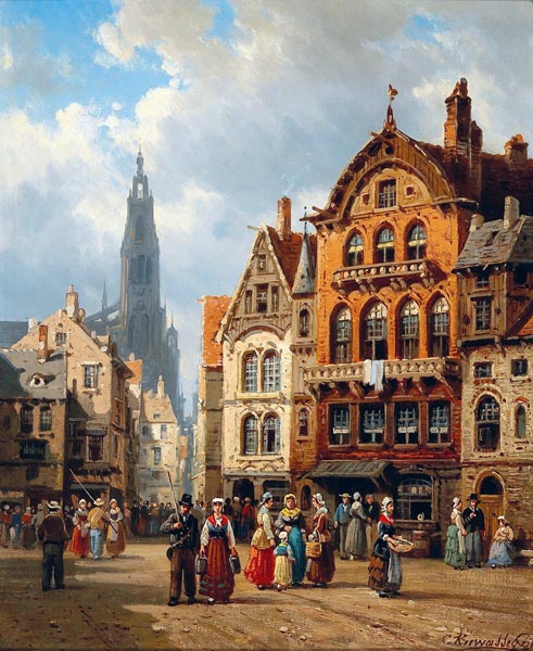 Antwerp - Charles Euphrasie Kuwasseg (French, 1833-1904)