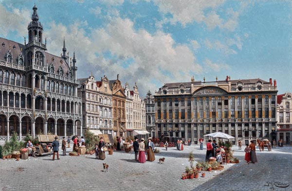 La Grand Place, Brussels (1907) - Jacques François Carabain (Belgian, 1834-1933)