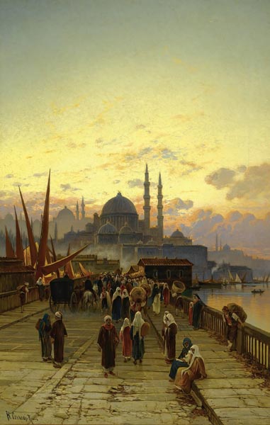  The Galata Bridge, Constantinople - Hermann David Salomon Corrodi (Italian, 1844-1905)