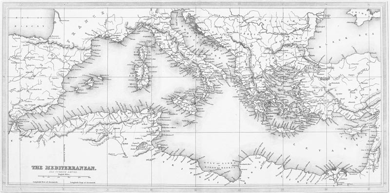 Map of the Mediterranean, and Turkish Empire - Thomas Allom (English, 1804-1872)