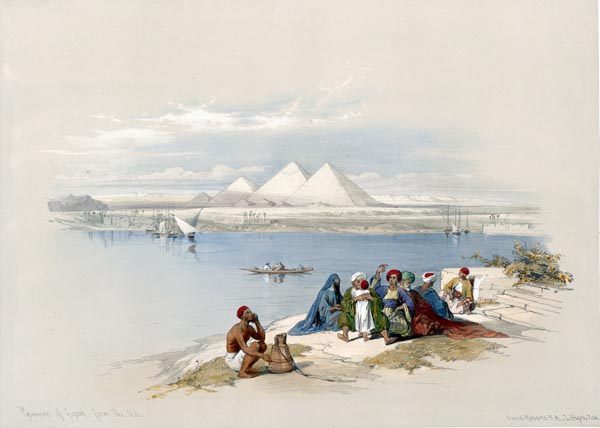 Pyramids of Giza, from the Nile. (1846-1849) - David Roberts (Scottish, 1796-1864)