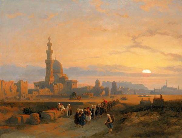 Procession before the tombs of the Caliphs, Grand Cairo (1846) - David Roberts (Scottish, 1796-1864)