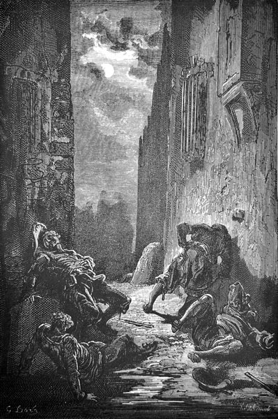 Gustave Doré (1832-1883) - The street was now clear, and the actors victorious.
