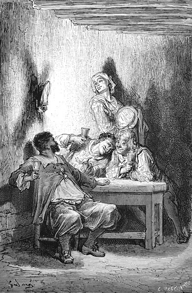 Gustave Doré (1832-1883) - …The women withdrew…leaving the trio of accomplished drunkards.